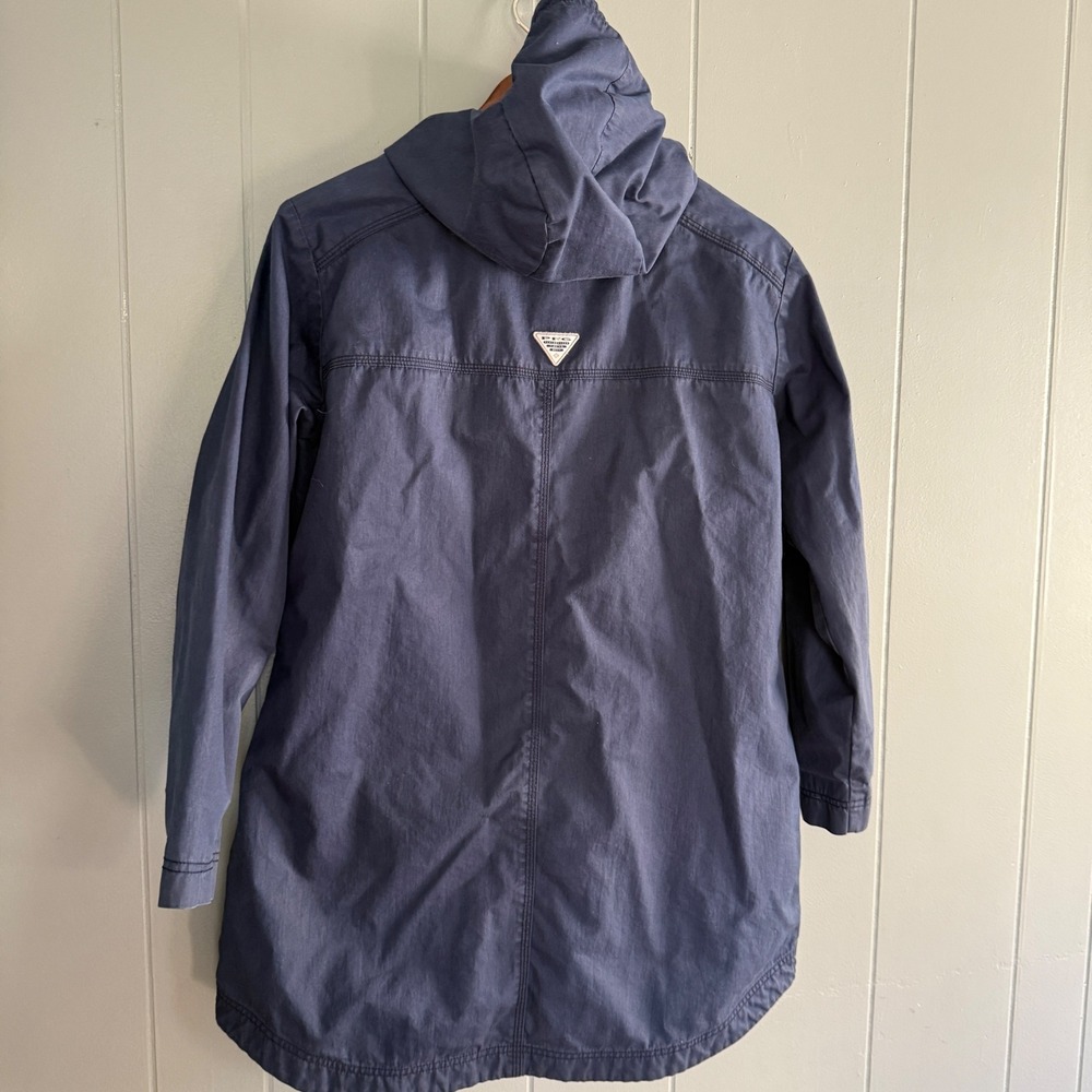 Columbia PFG Sportswear Vintage 90s Navy Hooded Rain Fishing Jacket M Gorpcore - Picture 2 of 10
